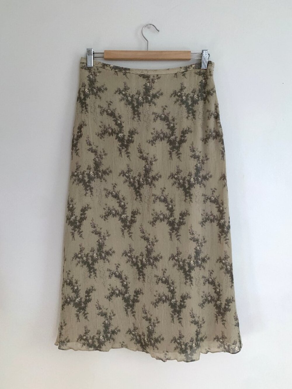Vintage 90s Rena Rowan Silk Floral Midi Skirt Size 8/10 Whimsigoth Minimalist Co